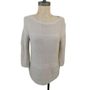 Chico's Size 6P Petite Woven 3/4 Sleeve Knit Top